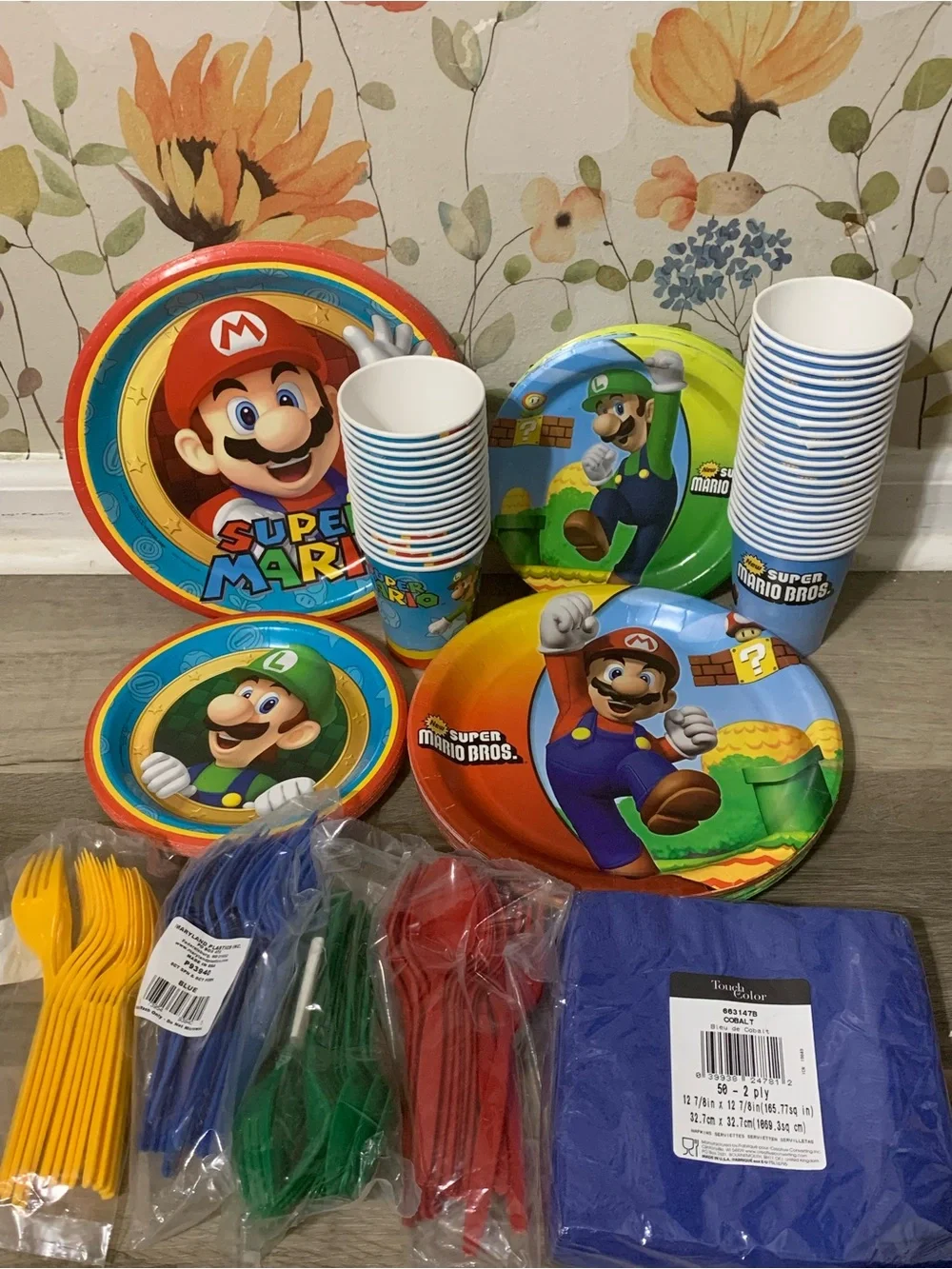 Nintendo Super Mario Party Plates, Cups, Napkins, and Utensils